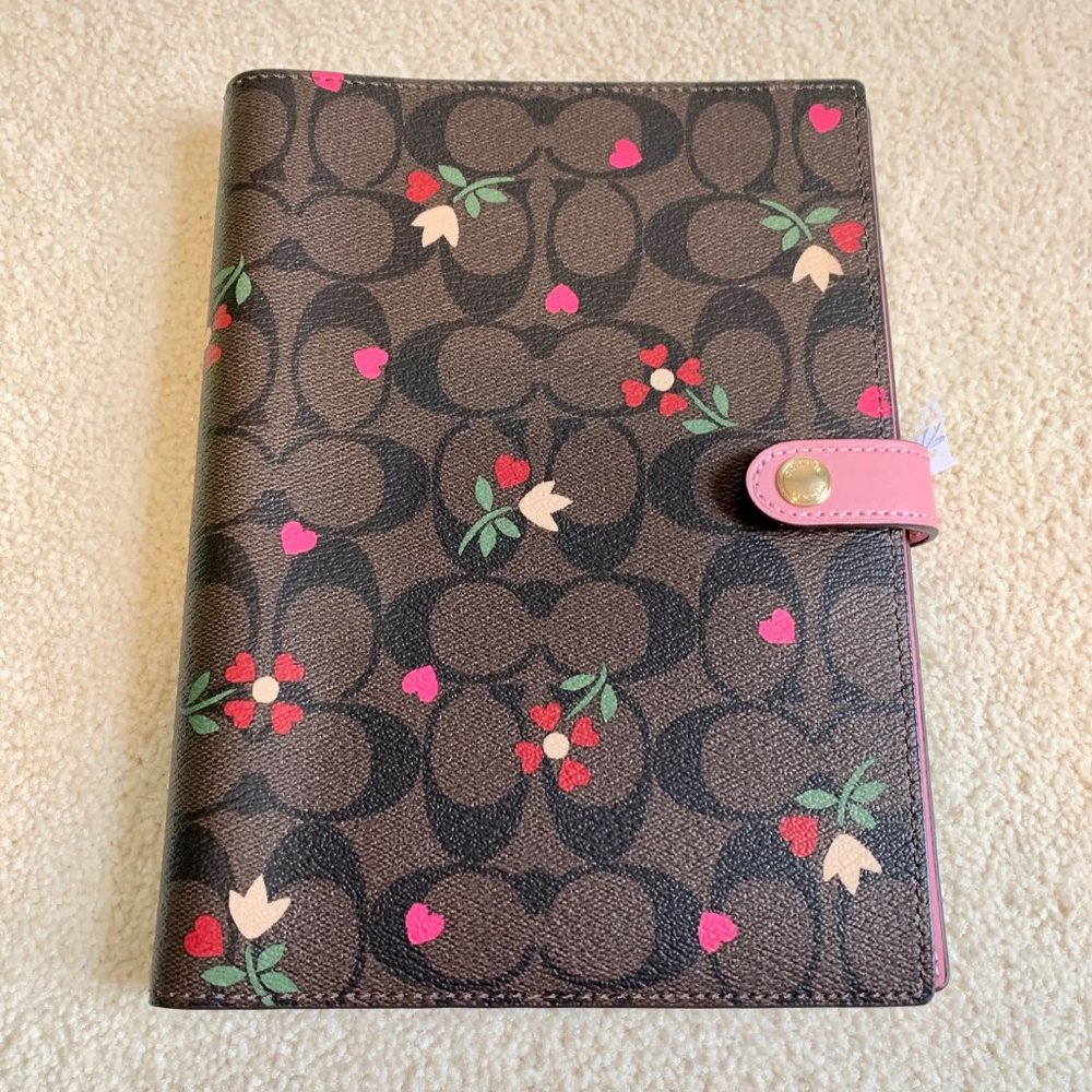 Coach Notebook with Heart Petal Print NWT